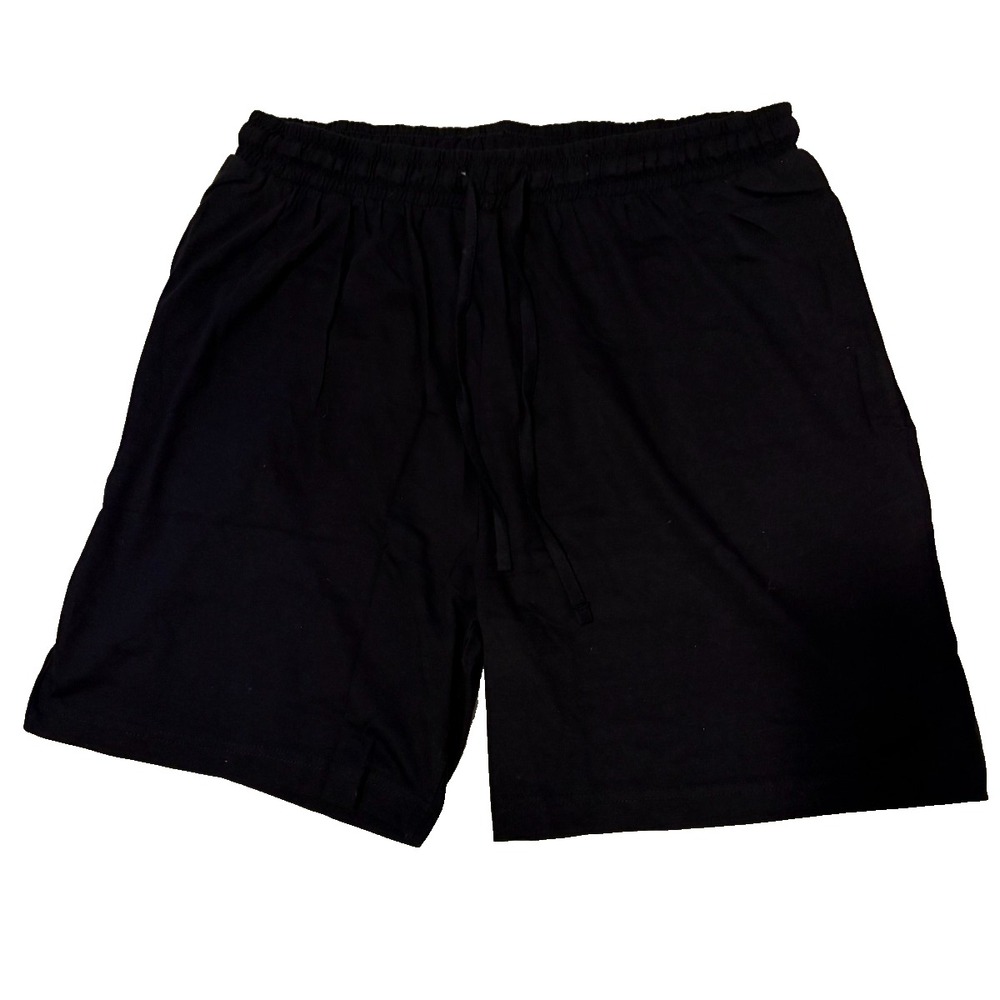 Black Cotton Shorts Men's Medium Stretch NEW‎ Elastic Waist Pockets Cozee Corner